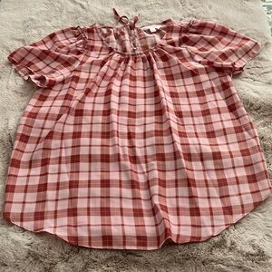 Y2k LC Lauren Conrad pink plaid lightweight blouse Size S